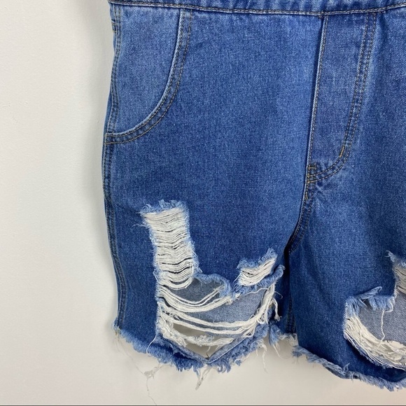 Rockn Rev Jean Overall distressed shorts size 2 - Picture 2 of 13